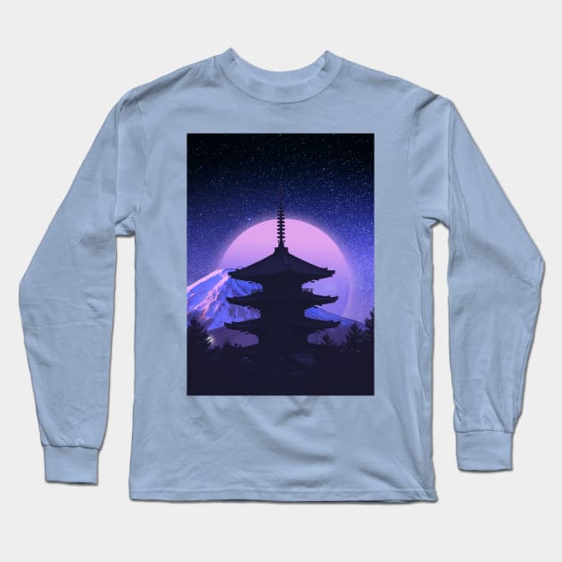 Fuji vaporwave Long Sleeve T-Shirt by erdesign